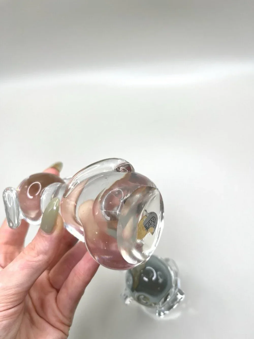Vintage Caravan Art Glass Dog Figurines Pair Taiwan ROC Clear Mid Century Retro